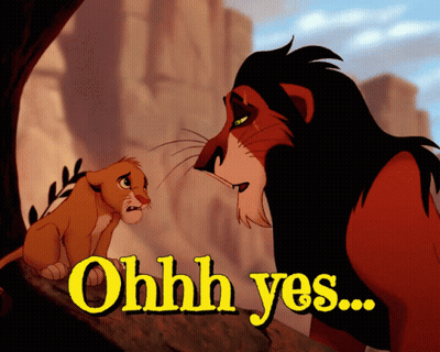 A Lion And A Cub Looking At Each Other With The Words Ohhh Yes GIF