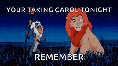 A Lion And A Monkey From The Lion King Are Standing In A Field . GIF