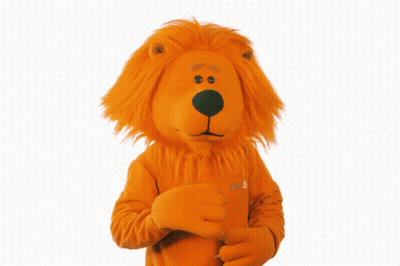 A Lion Mascot With A Shirt That Says ' Nl ' On It GIF