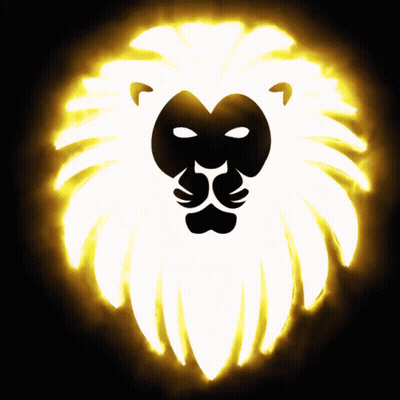 A Lion 'S Head Is Glowing In The Dark With A White Mane GIF