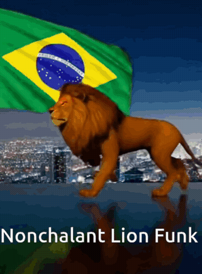 A Lion Standing In Front Of A Brazilian Flag GIF