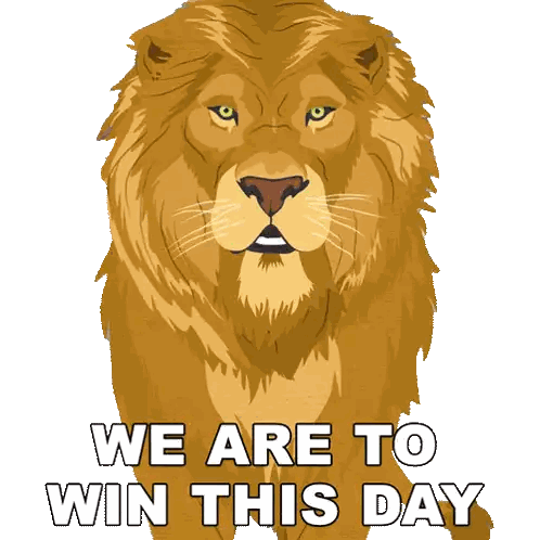 A Lion With The Words " We Are To Win This Day " Behind It Sticker