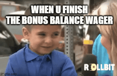 A Little Boy In A Blue Shirt Is Talking Into A Microphone With The Caption When U Finish The Bonus Balance Wager . GIF