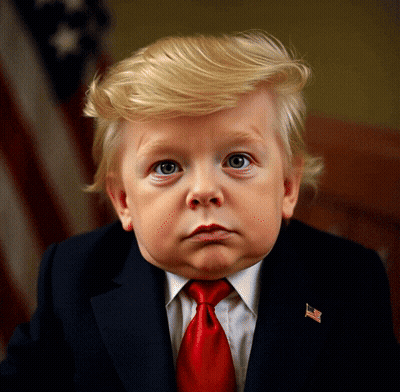 A Little Boy In A Suit And Tie With An American Flag Pin On His Lapel GIF
