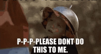 A Little Boy Wearing A Hat Is Saying P-P-P-Please Dont Do This To Me GIF