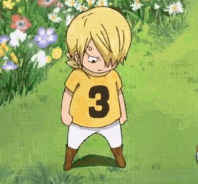 A Little Boy Wearing A Yellow Shirt With The Number Three On It . GIF