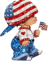 A Little Boy Wearing An American Flag Hat Is Holding A Small American Flag Sticker