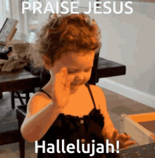 A Little Girl In A Black Dress Says Praise Jesus Hallelujah .. GIF