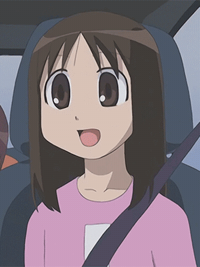 A Little Girl In A Pink Shirt Is Sitting In The Back Seat Of A Car GIF
