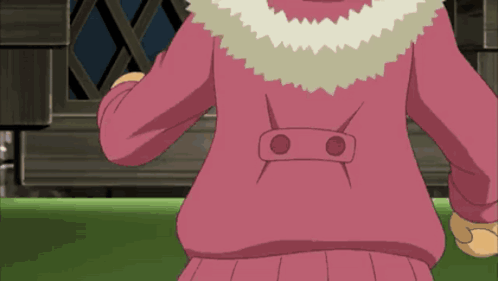 A Little Girl In A Pink Sweater With A Fur Collar GIF