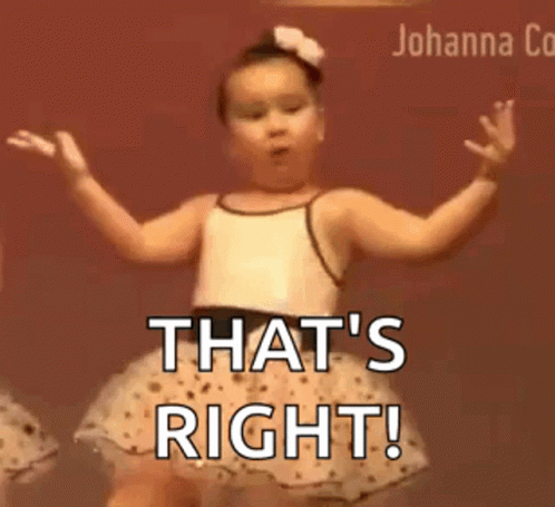 A Little Girl In A Tutu Is Dancing And Saying `` That 'S Right '' . GIF