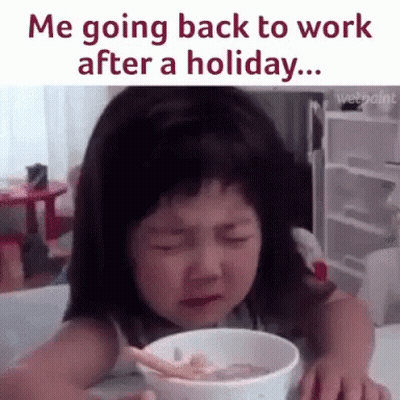 A Little Girl Is Crying While Eating A Bowl Of Soup . GIF