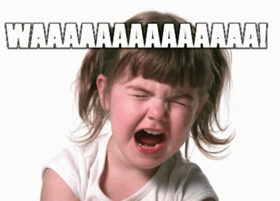 A Little Girl Is Crying With The Words Waaaa Written On Her Face GIF