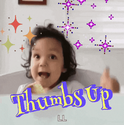 A Little Girl Is Giving A Thumbs Up And The Words Thumbs Up Ll Are Next To Her GIF