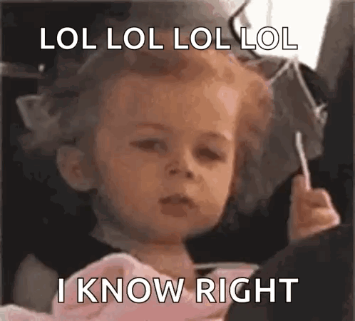 A Little Girl Is Holding A Lollipop And Making A Funny Face With The Words Lol Lol Lol Lol I Know Right . GIF