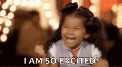 A Little Girl Is Laughing And Saying I Am So Excited . GIF