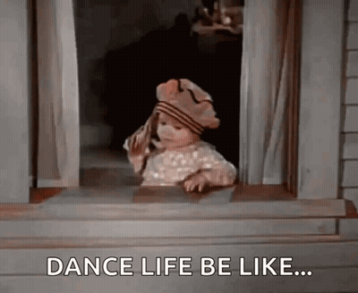 A Little Girl Is Looking Out Of A Window With The Words Dance Life Be Like Written Below Her GIF