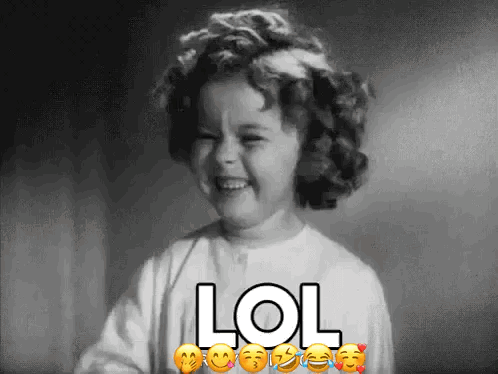 A Little Girl Is Making A Funny Face And The Word Lol Is Surrounded By Emoticons GIF