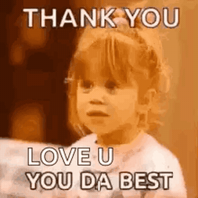 A Little Girl Is Making A Funny Face While Saying `` Thank You Love U You Da Best '' . GIF