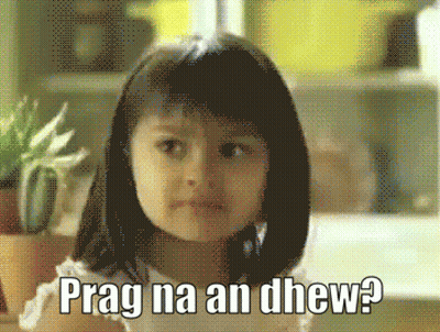 A Little Girl Is Making A Funny Face With The Words Prag Na An Dhew Below Her GIF