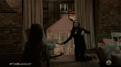 A Little Girl Is Playing In A Room With A Nbc Logo On The Bottom GIF