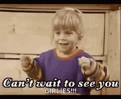 A Little Girl Is Pointing At The Camera And Says `` Can 'T Wait To See You Girlies ! '' GIF