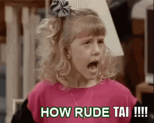A Little Girl Is Saying How Rude Tai !!! With Her Mouth Open . GIF