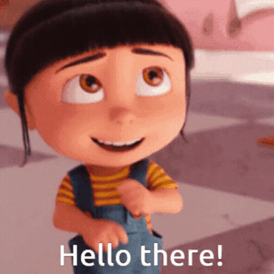A Little Girl Is Smiling And Saying Hello There GIF