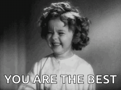 A Little Girl Is Smiling In A Black And White Photo And Saying `` You Are The Best '' . GIF