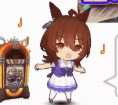 A Little Girl Is Standing Next To A Jukebox And Dancing . GIF