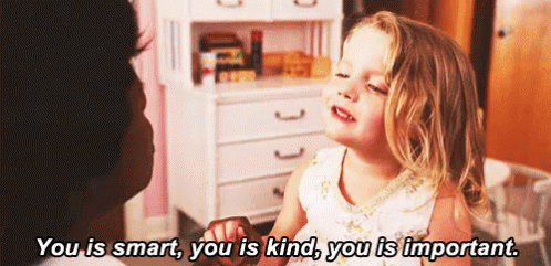 A Little Girl Is Talking To A Man Who Says You Is Smart You Is Kind You Is Important . GIF