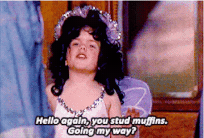 A Little Girl Is Wearing A Fairy Costume And Saying Hello Again You Stud Muffins Going My Way GIF