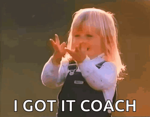 A Little Girl Says I Got It Coach With Her Hands Up In The Air GIF