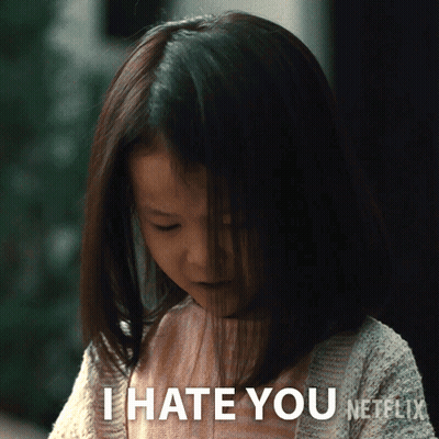 A Little Girl Says I Hate You Netflix On Her Face GIF