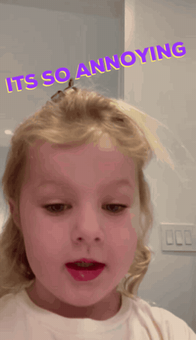 A Little Girl Says It 'S So Annoying In Purple Text GIF