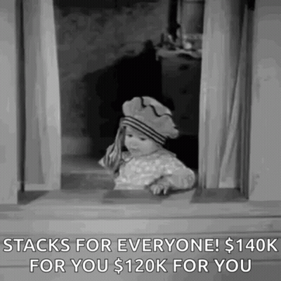A Little Girl Wearing A Chef 'S Hat Is Looking Out A Window . GIF