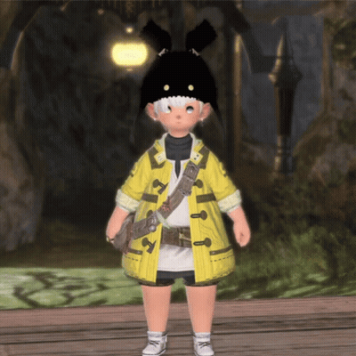 A Little Girl Wearing A Yellow Coat And Black Hat GIF