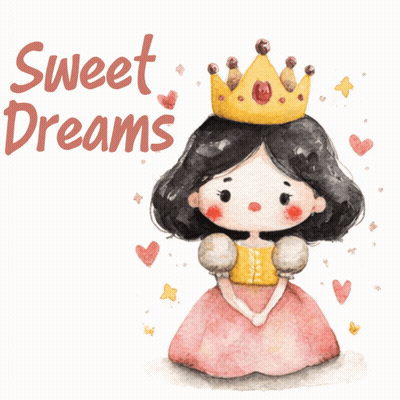 A Little Girl With A Crown On Her Head And The Words Sweet Dreams Behind Her GIF