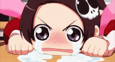 A Little Girl With A Skull On Her Head Is Crying With Tears Coming Out Of Her Eyes GIF