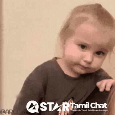 A Little Girl With A Star Tamil Chat Logo On The Bottom GIF