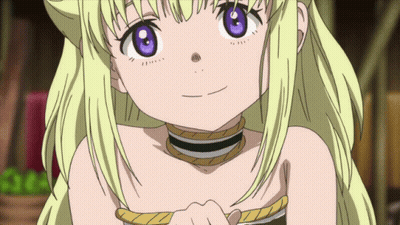 A Little Girl With Blonde Hair And Purple Eyes GIF
