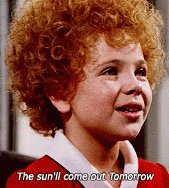 A Little Girl With Curly Red Hair Says The Sun 'Ll Come Out Tomorrow GIF