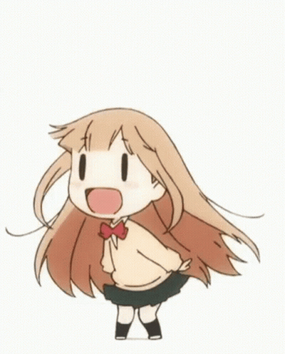 A Little Girl With Long Hair Is Dancing In A School Uniform . GIF