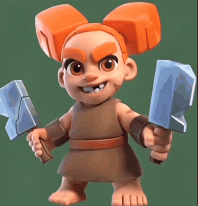 A Little Girl With Orange Hair Is Holding A Hammer And A Rock GIF