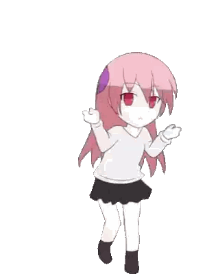 A Little Girl With Pink Hair And Red Eyes Is Wearing Headphones . Sticker