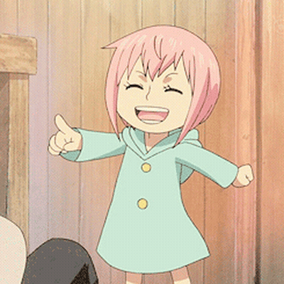 A Little Girl With Pink Hair Is Giving A Thumbs Up Sign GIF