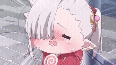 A Little Girl With White Hair And A Lollipop In Her Mouth GIF