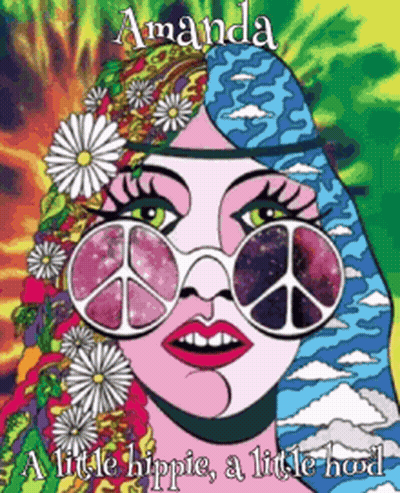 A Little Hippie A Little Hood Is Written On A Poster GIF