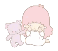 A Little Twin Stars Girl Is Sitting Next To A Teddy Bear . Sticker