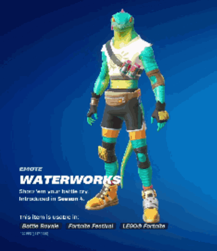A Lizard In A Video Game With The Word Waterworks On It GIF